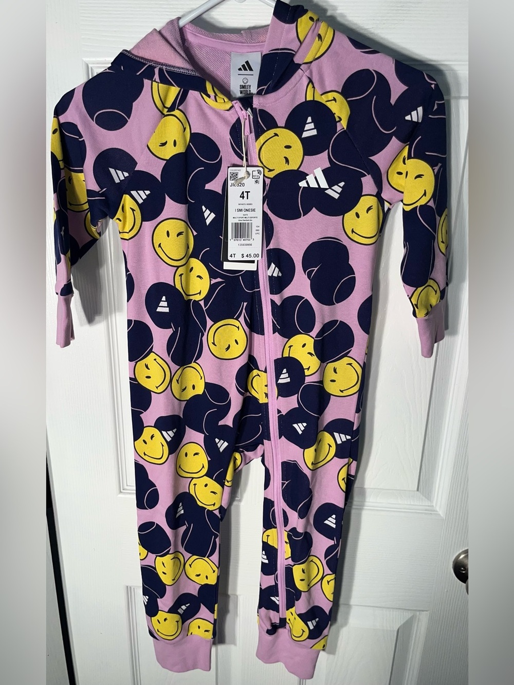 $45 Adidas x SmileyWorld Toddler Onesie in Bliss Llilac Size 4T 4 Toddler
